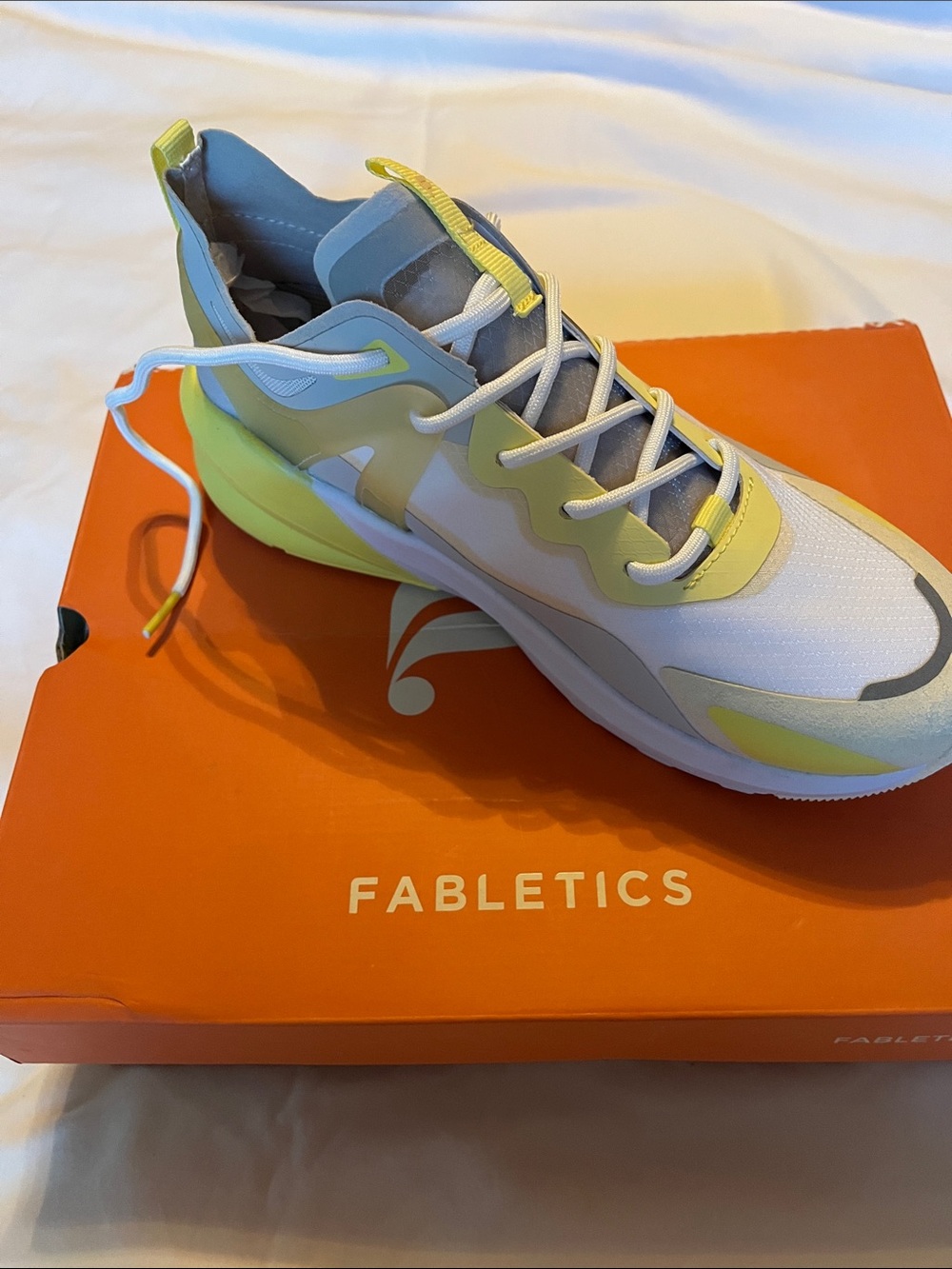 Fabletics White and Neon Yellow Women's Running Shoe